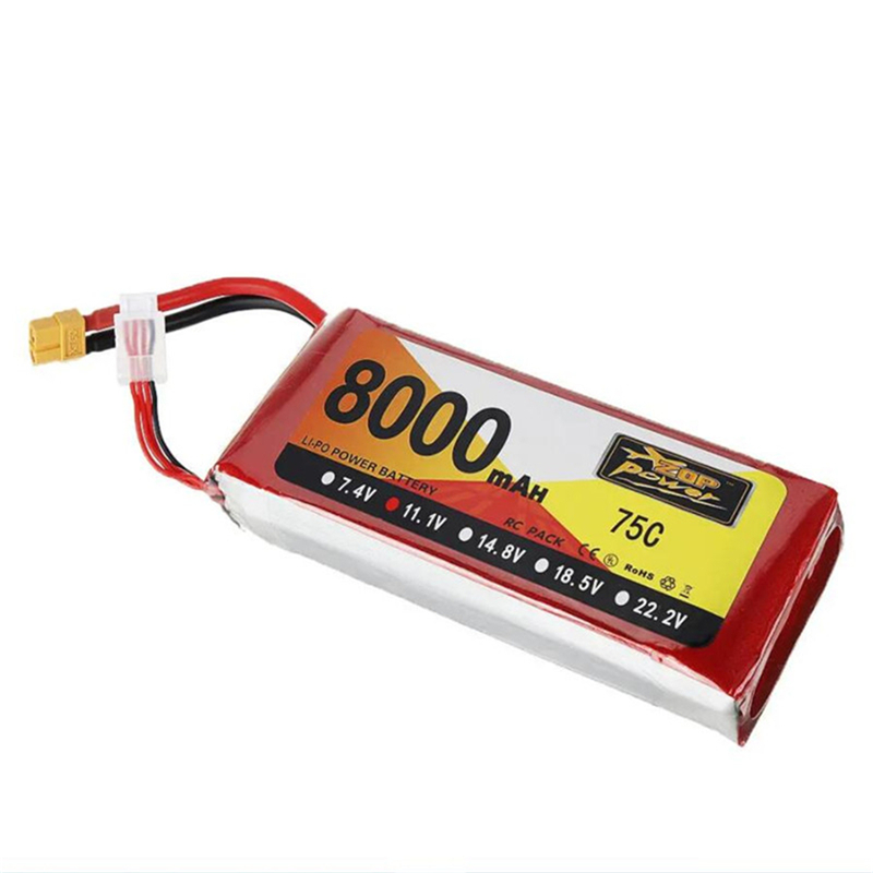 high C-rate 3s 8000mah 75c 11.1v lipo battery for drone
